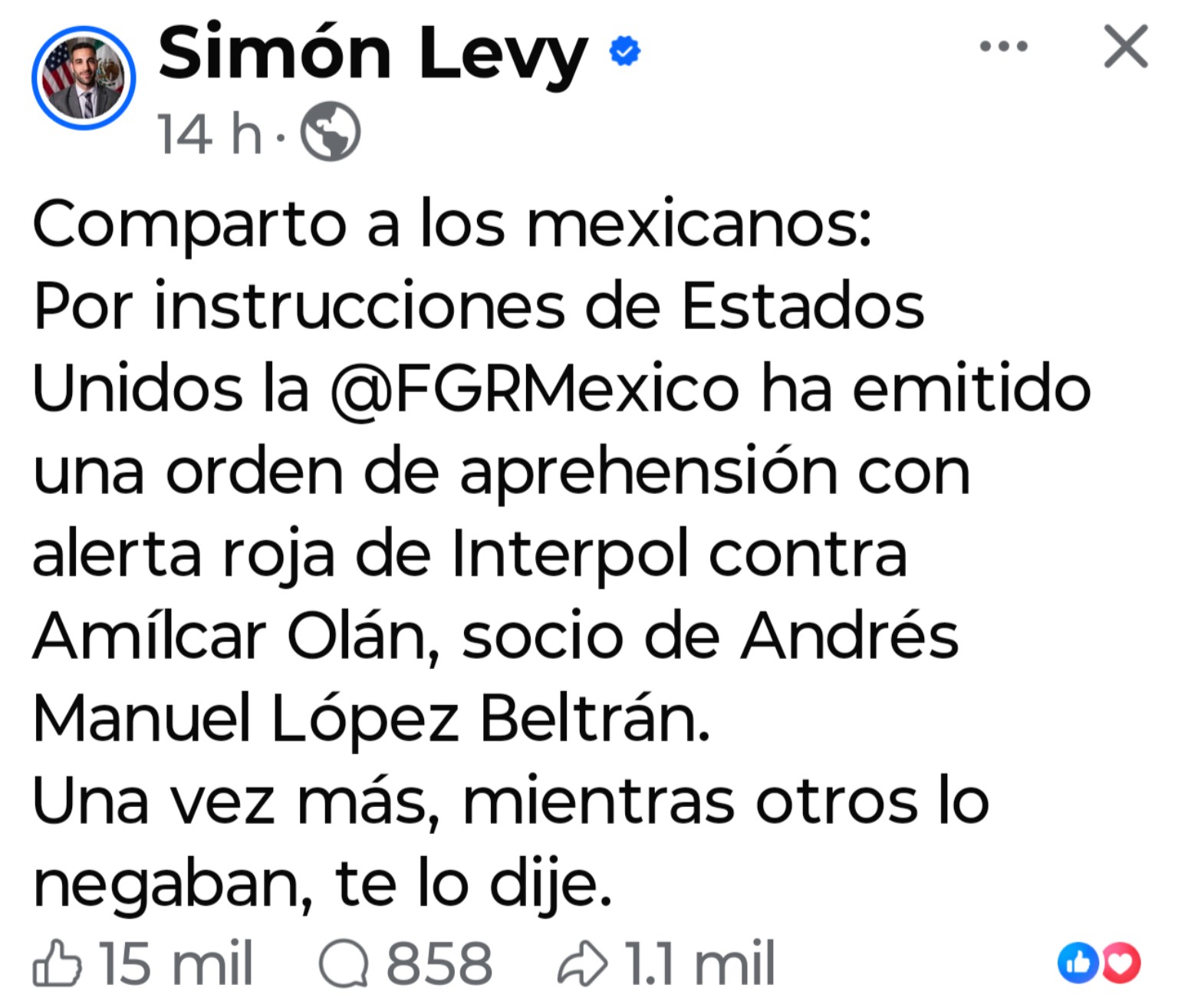Simón Levy se asume como vocero de Estados Unidos; no hay confirmación oficial sobre orden contra Amílcar Olán
